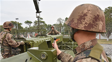 Soldiers transfer Tor surface-to-air missile module