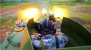 Type 54 and Type 88 12.7mm anti-aircraft machine guns in live-fire training