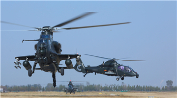 Attack helicopters take off for flight training
