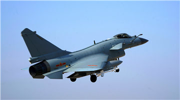 J-10 fighter jet flies at an extremely-low altitude