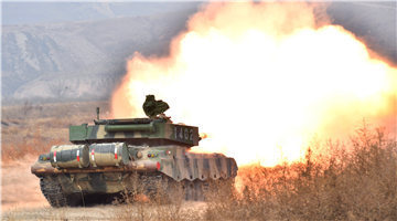 Type-96A MBT fires at mock target