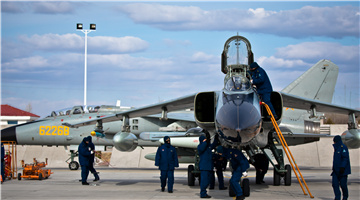 Routine maintenance on JH-7 fighter bombers in Inner Mongolia