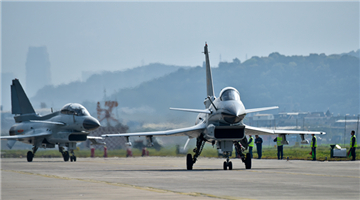 J-10 fighter jets take off for air combat training