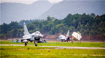 J-10 fighter jets take off in succession