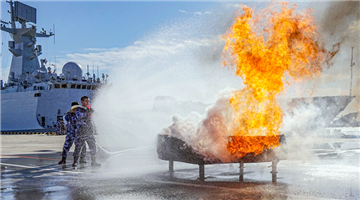 Damage control drill conducted during integrated training exercise