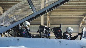 Fighter jet in round-the-clock combat flight training