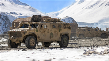 Tactical armored vehicles gallop down tricky roads